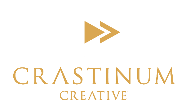 Crastinum Creative vertical logo in white