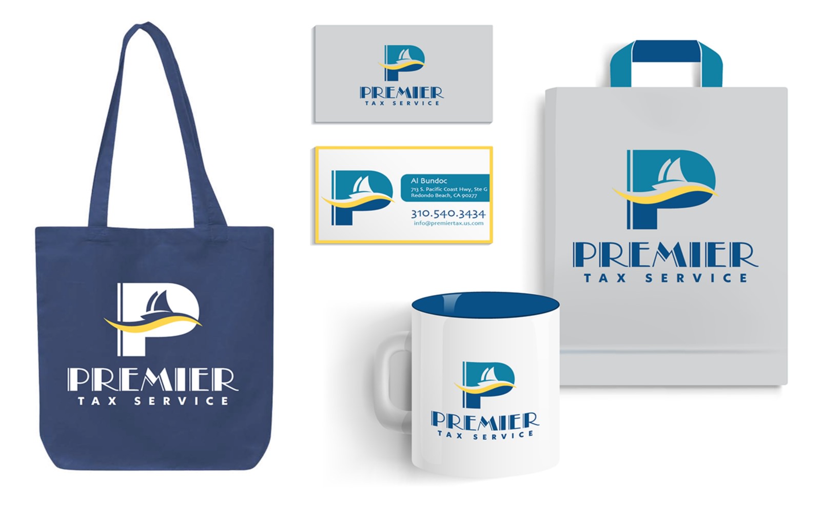 Premier Tax Service color logo mockups